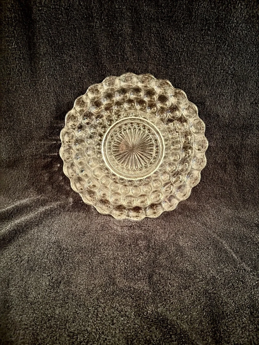 Vintage Clear Bubble Glass Plate